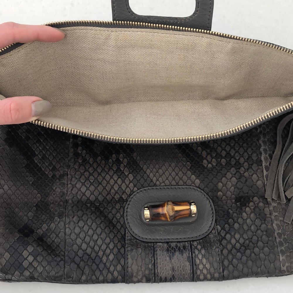 Gucci MultiColor Bamboo Python Clutch - Picture 3 of 7
